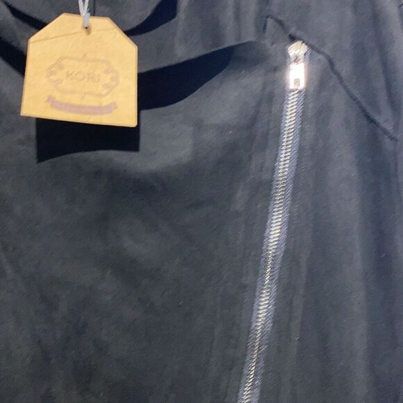 Kori America Women's Black Faux Suede Asymmetrical Zip Jacket Size Large NWT - Picture 6 of 10